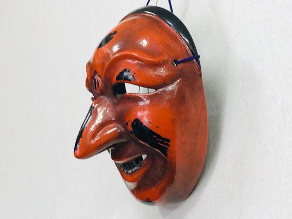 Y3117 MASK Gagaku Court Music Men Chikyu Japan Vintage Antique