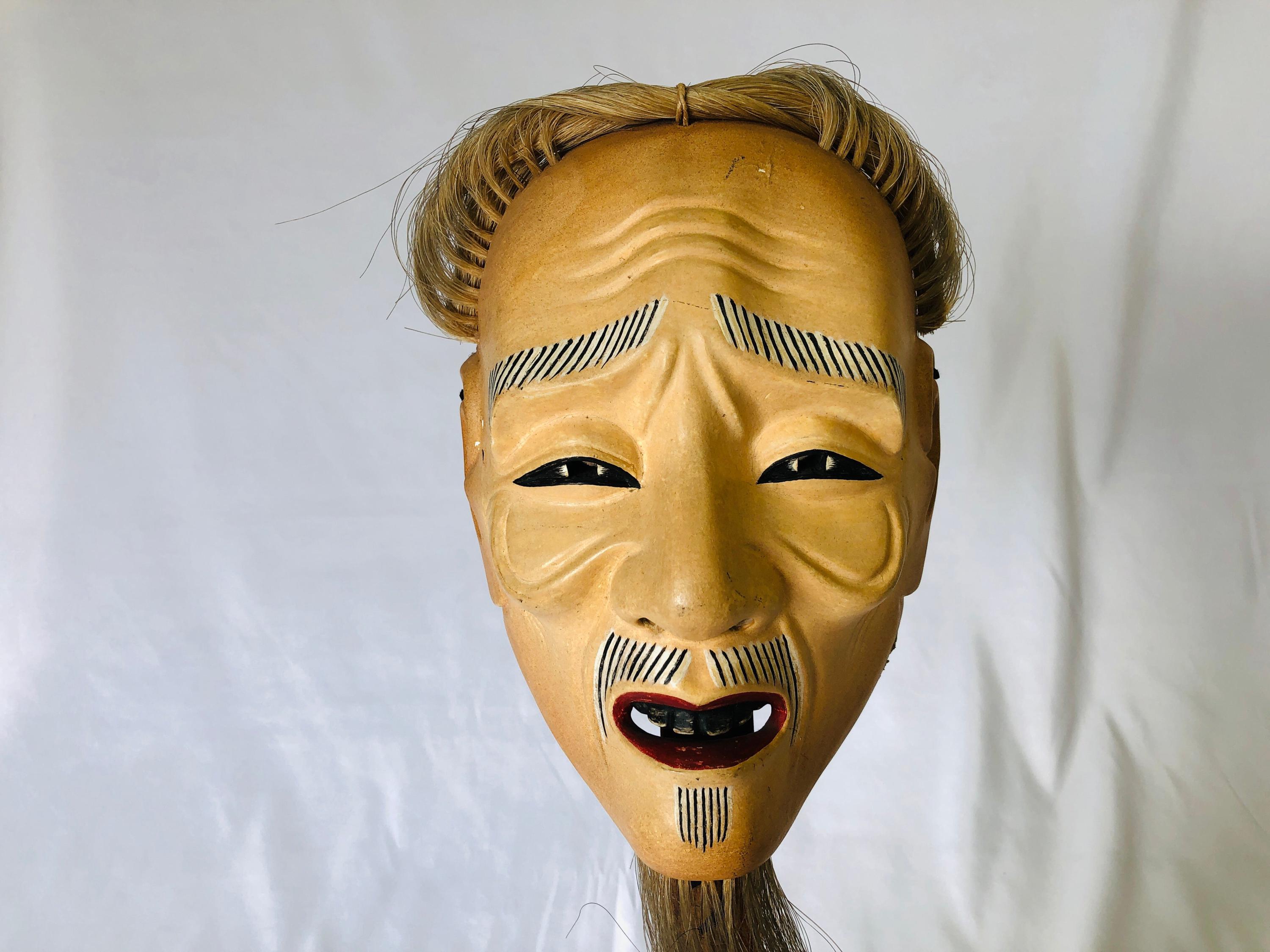 Wooden Noh Theater Mask | BuyJapanArt