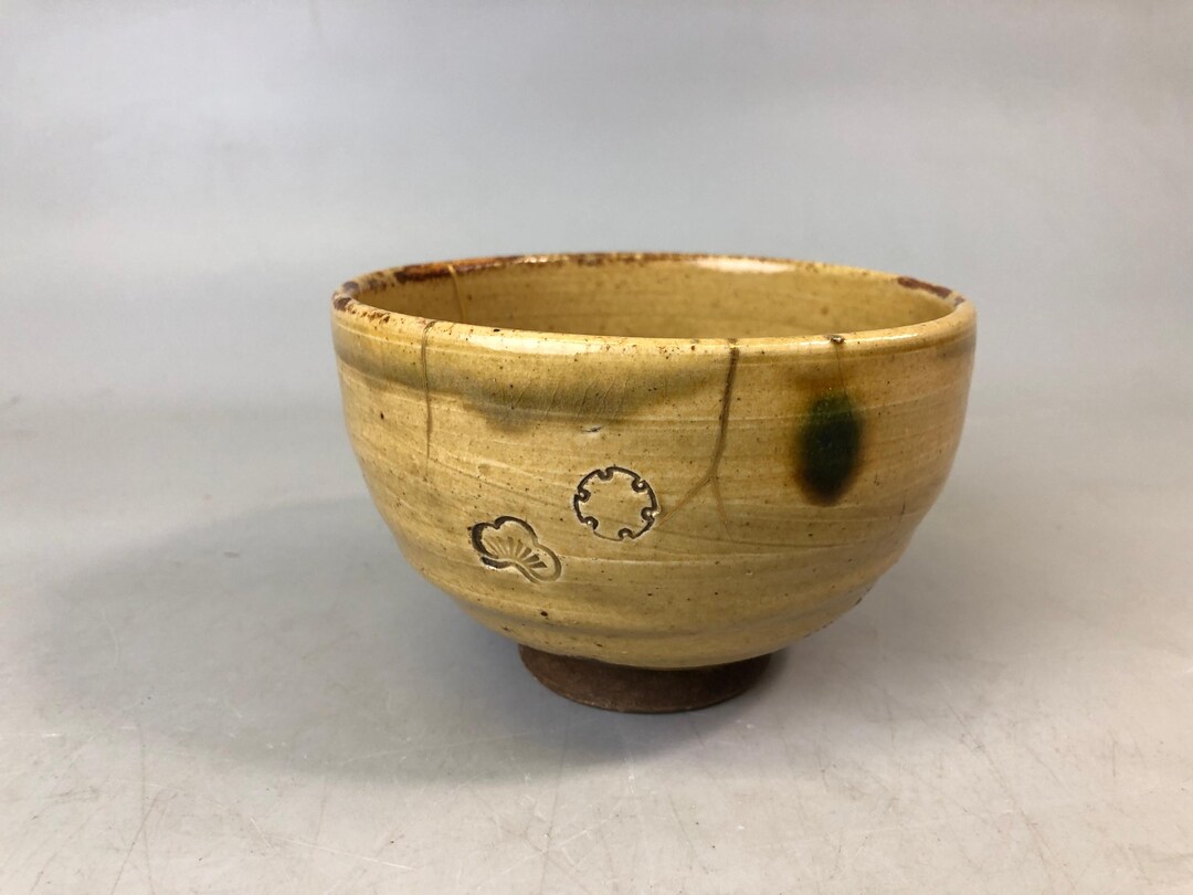 Y7583 CHAWAN Seto-ware Kiseto Bowl Signed Kintsugi Japan Antique Tea ...