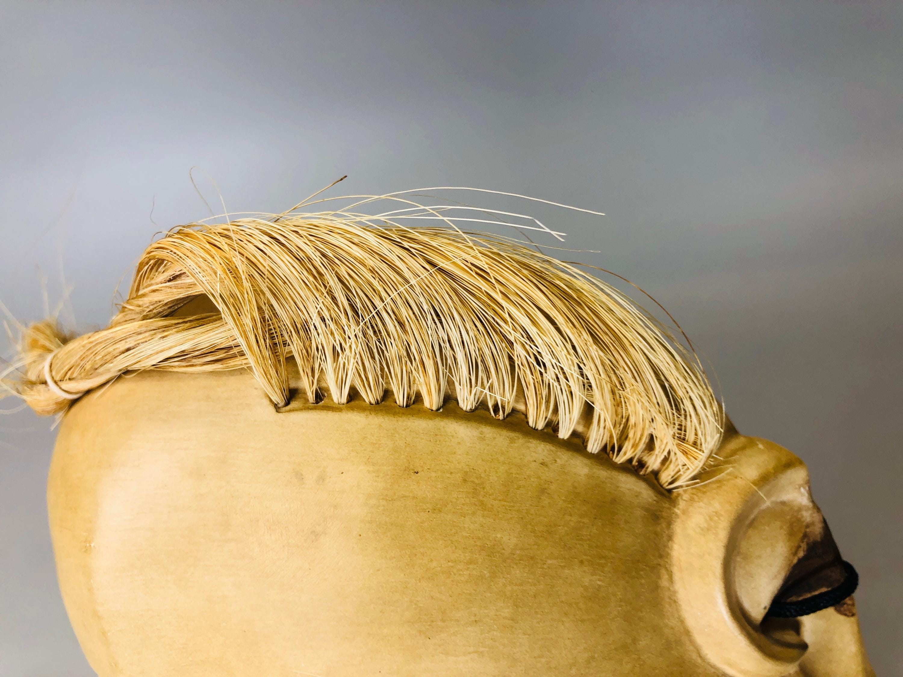 Y6218 [VIDEO] NOH Mask Wood Carving Signed Akobujou Japan