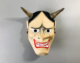 ビンテージ？ 希少 般若のお面 鬼 希少な1900年代の日本製般若面（重鋼製）オークションアンティーク日本