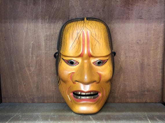 Y3009 能面 木彫り 橋姫 日本 アンティーク 舞踏劇 縁起物 男性 - Etsy 