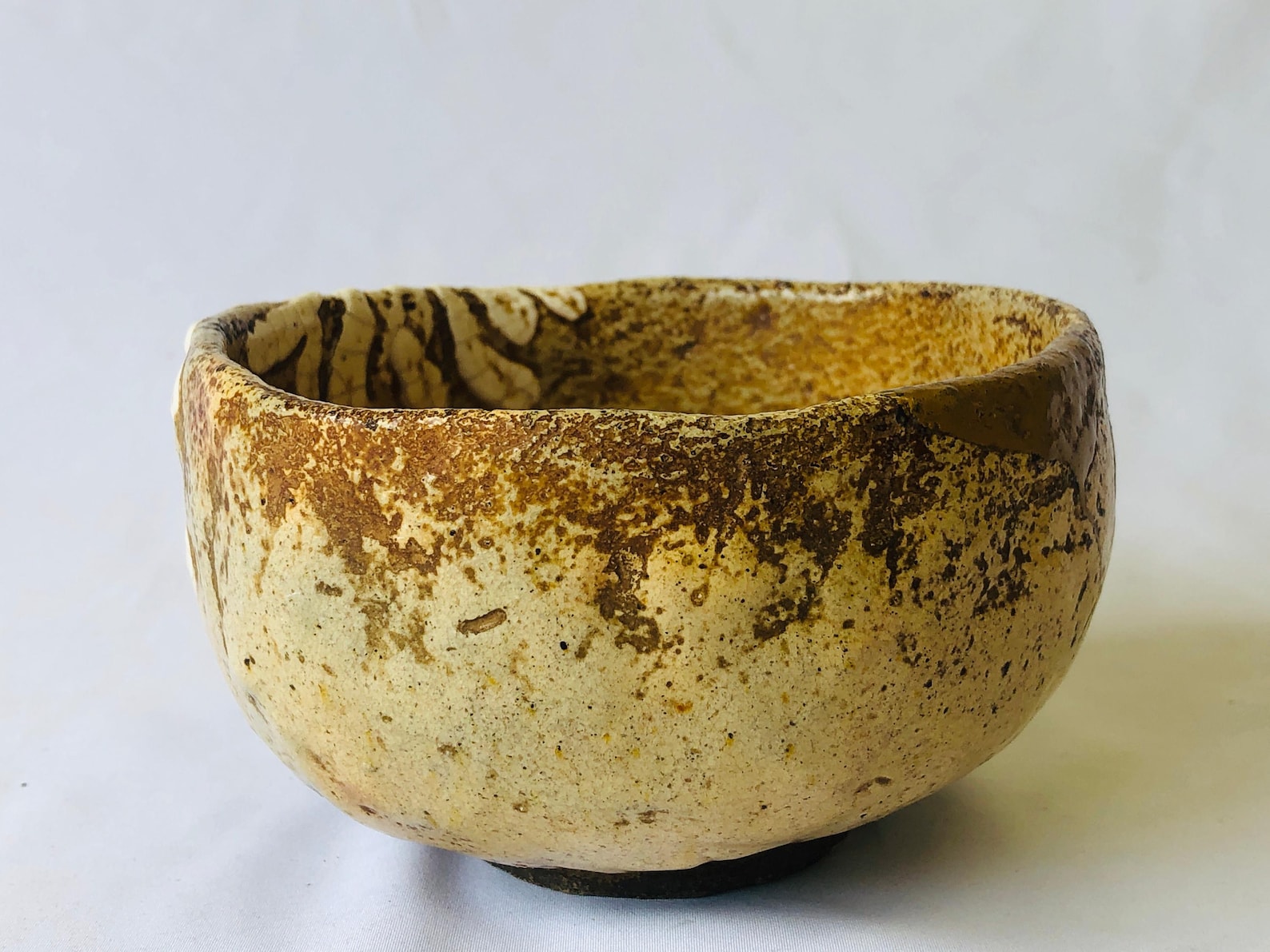 Y4704 CHAWAN Raku-ware Kintsugi Signed Box Japan Antique Tea Ceremony ...