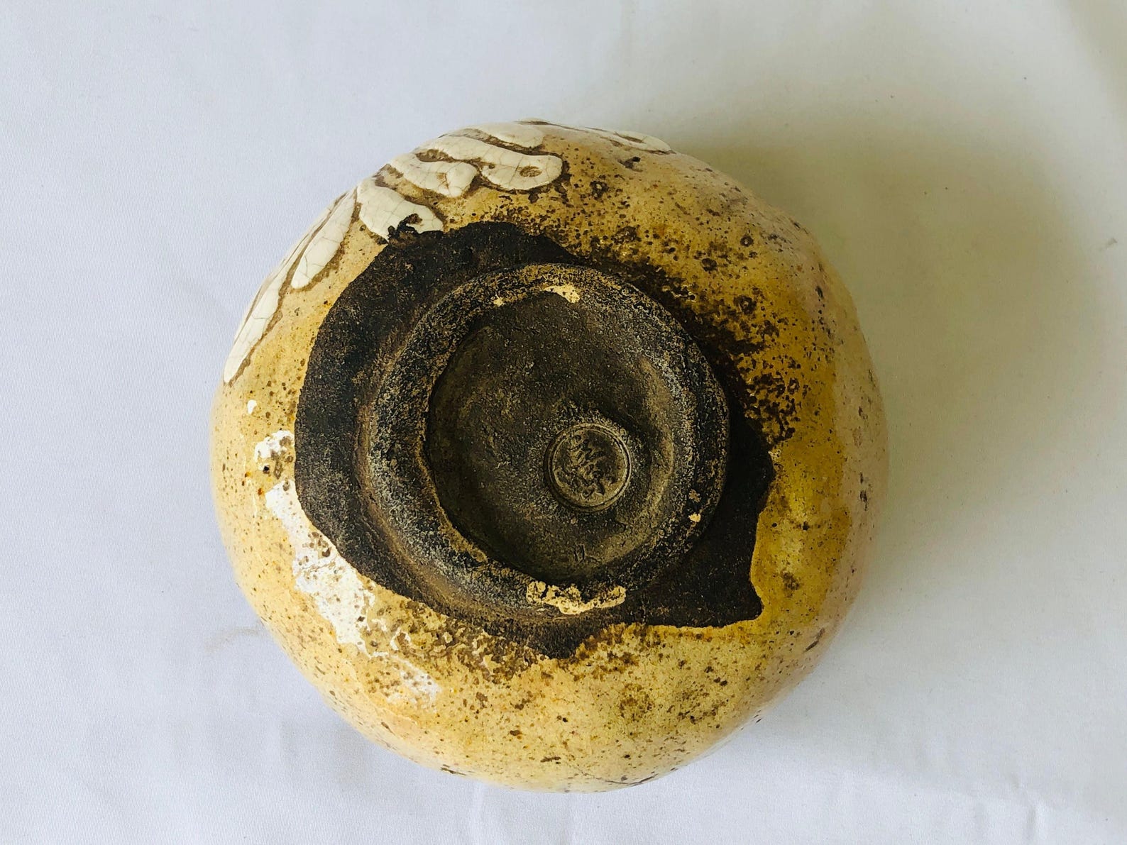 Y4704 CHAWAN Raku-ware Kintsugi Signed Box Japan Antique Tea Ceremony ...