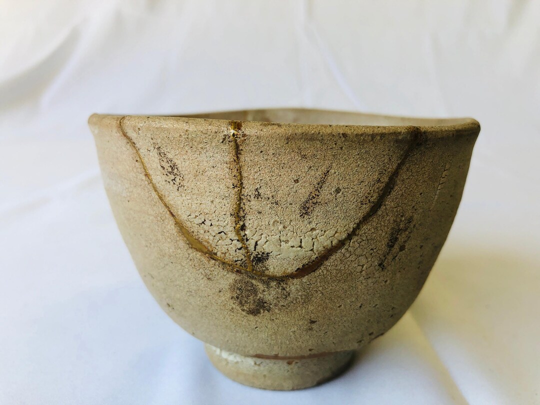 Y4380 CHAWAN Karatsu-ware Box Kintsugi Japan Antique Tea Ceremony ...