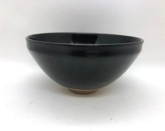 Y4439 CHAWAN Leaf Tenmoku signed Japan antique tea ceremony pottery bowl cup