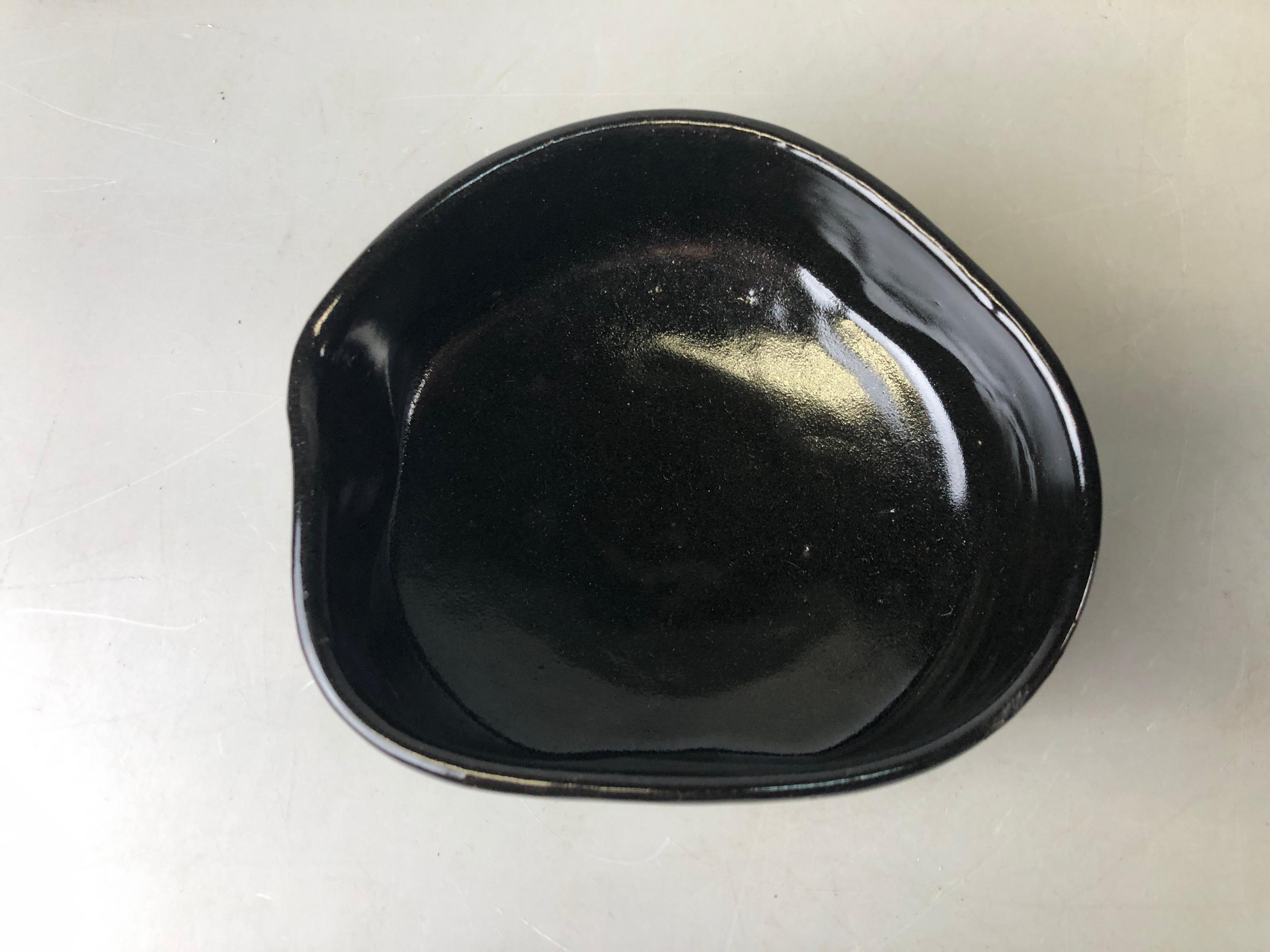 Y7482 CHAWAN Seto-ware Black Bowl Signed Box Japan Antique Tea