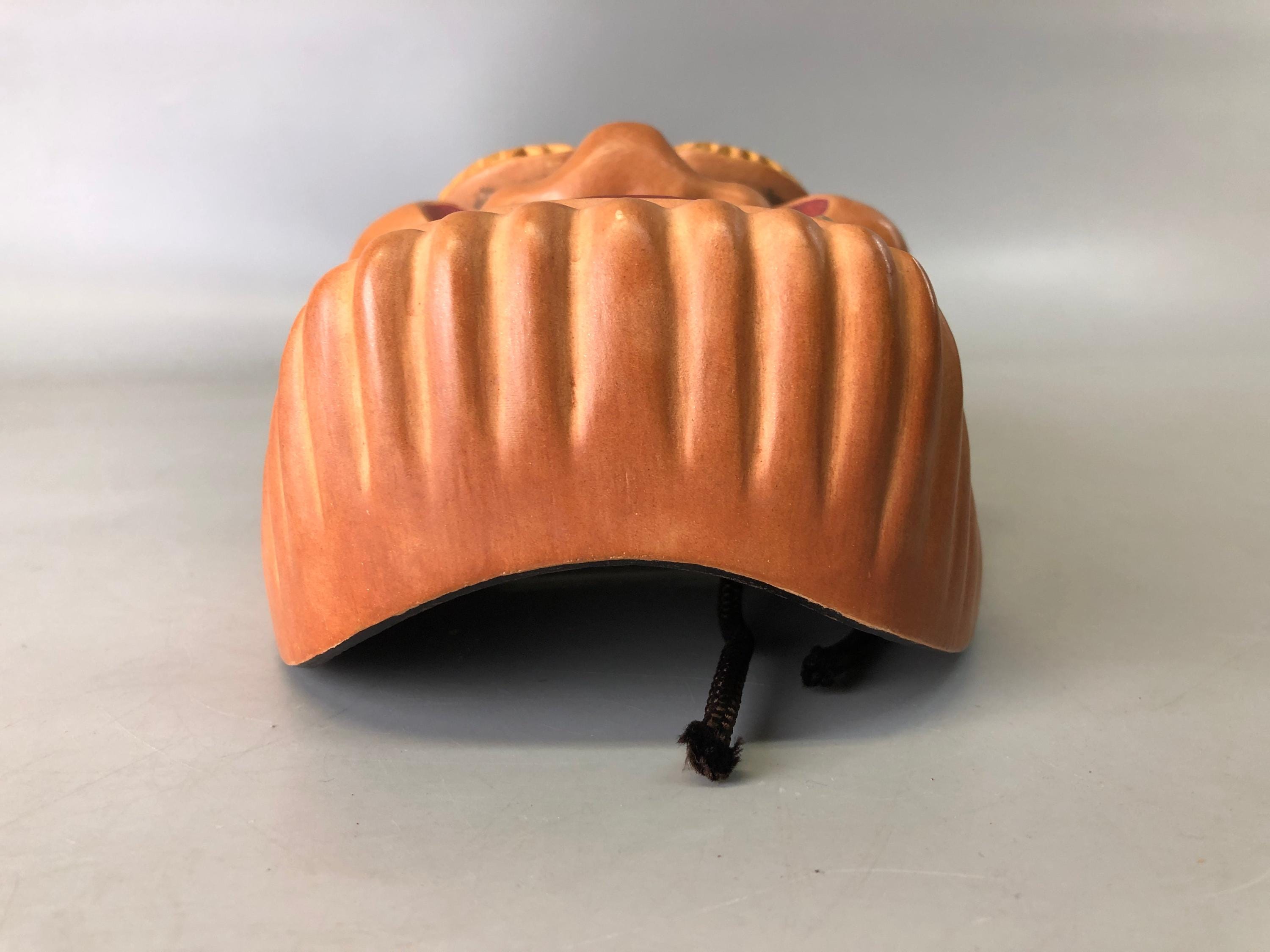 能面　木彫り　1点限り　レア　面袋付き Y7373 能面 木彫り 雷袋 銘あり 日本製 アンティーク 伝統的 縁起物