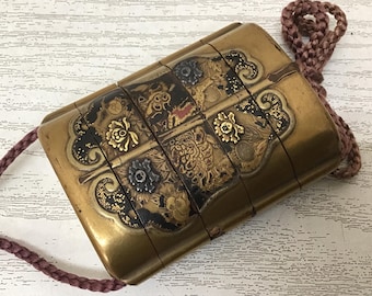 Y2743 INROU Makie Lacquer Pill Box Japanese antique traditional vintage