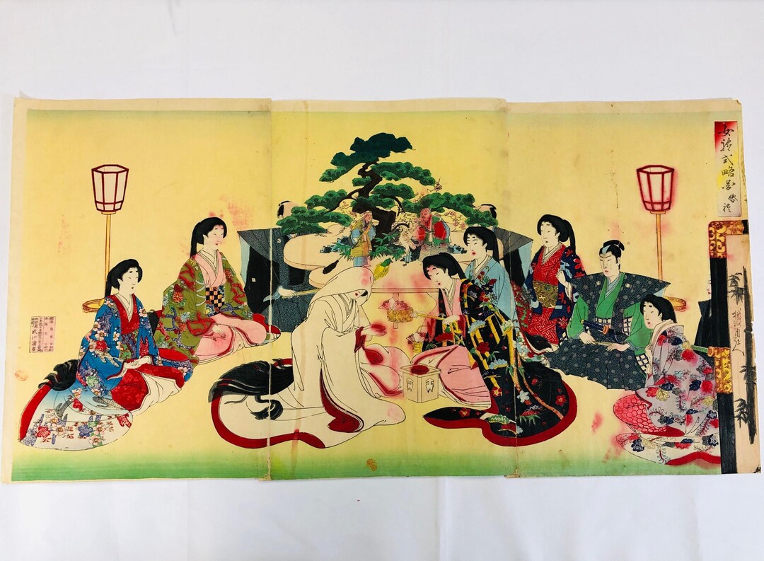 Y5229 WOODBLOCK PRINT Chikanobu Women's Etiquette Triptych