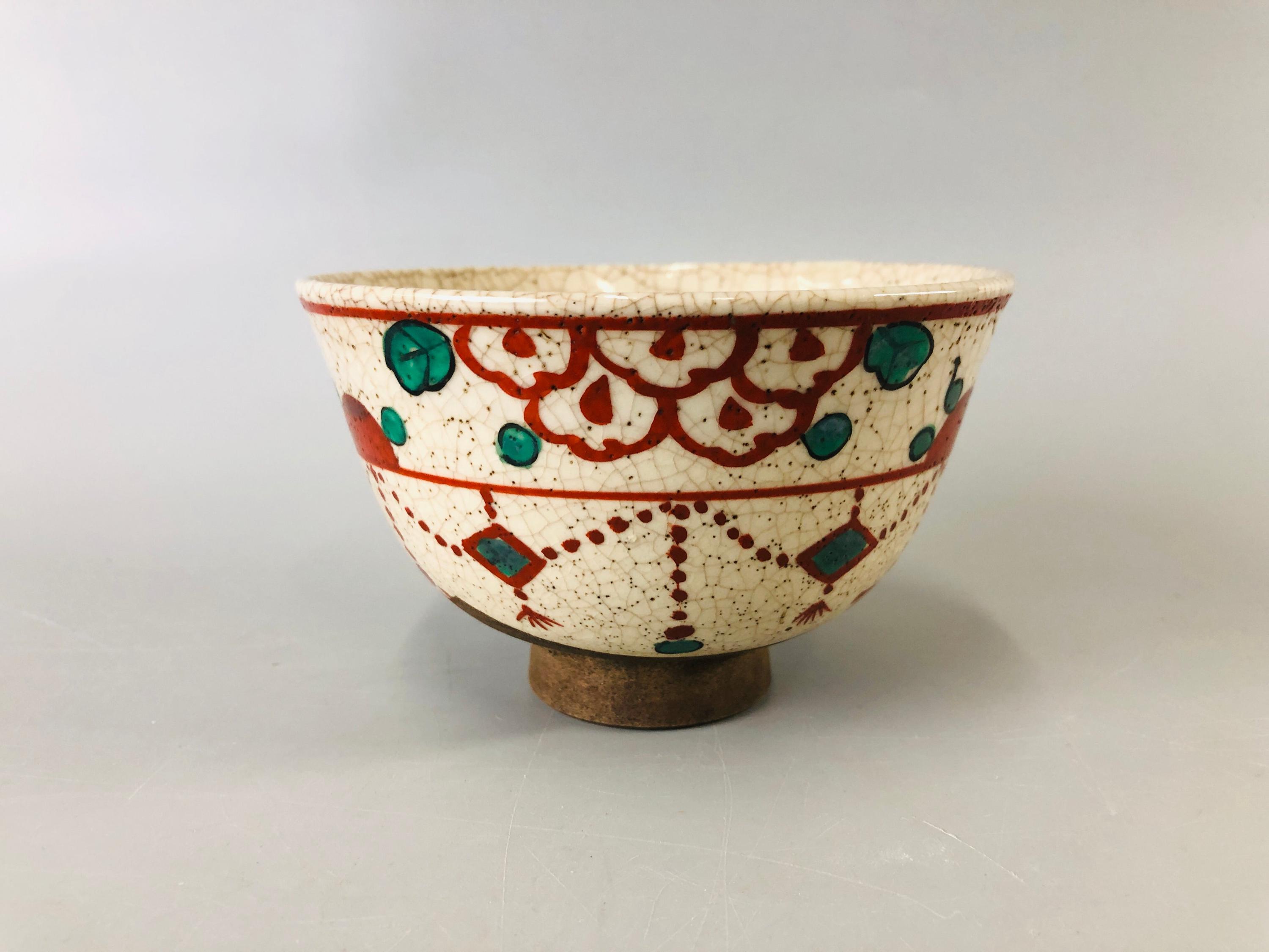 Y6974 「VIDEO] CHAWAN Kyo-ware Red Picture Warikodai Japan Antique