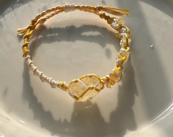 Bracelet en cristal jaune tissé à la main