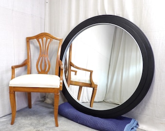 48" Ralph Lauren Large Round Mirror with Black Frame