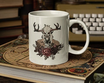 Wendigo Mug floral - Monster Floral Gifts Folk Art Housewarming Gothic Birthday Gift Funny Creepy Weird Stuff Quirky Whimsical Tea Cup Goth