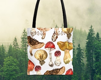 Fun-gi Delight Tote Bag in White: Carry Your Love for Mushrooms Everywhere!