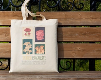 Fungi Fanatic Mushroom Tote Bag Fungi Lover Gift Unique gitf Cotton tote bag Farmers Market Bag Mushroom Art Accessories nature aesthetic