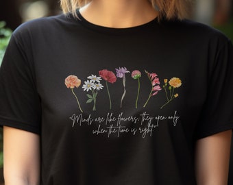 Watercolor flower shirt with inspirational quote - Cotton T-shirt - Watercolor floral