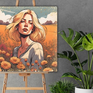 Femme Fleur Canvas wall art Home Wall Decor Room Wall Art Modern Art Canvas Home Decor Painting Wall Hanging Print Gift for her Office decor