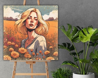 Femme Fleur Canvas wall art Home Wall Decor Room Wall Art Modern Art Canvas Home Decor Painting Wall Hanging Print Gift for her Office decor