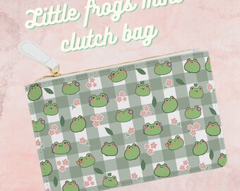 Kawaii Little Frogs Mini Clutch Bag - Stylish & Practical Vegan Leather Accessory