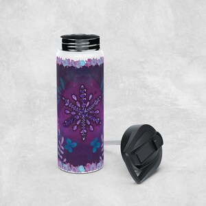 Arctic Blossom Insulated Water Bottle Purple water bottle , Lavender, Art Steel Water Bottle, Thermal Water Bottle, Custom water bottle zdjęcie 9