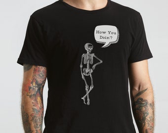 How you doin'? - Skeleton - shirt Unisex Heavy Cotton Tee - T-shirt - Minimalist design - spooky season - skull - funny shirt