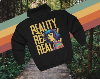 Reality Retro-stijl Pyschedelic - Unisex heavy-mix sweatshirt met capuchon en volledige ritssluiting