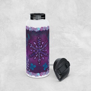 Arctic Blossom Insulated Water Bottle Purple water bottle , Lavender, Art Steel Water Bottle, Thermal Water Bottle, Custom water bottle zdjęcie 10