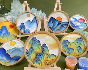 DIY Cloisonne Enamel Painting Kit (1 pc), Beginner Inkwash Landscape Coaster