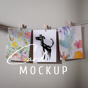 Mehrfach 5x7" Postkarte Mockup Vorlage Grußkarte Geburtstagskarte Moderne Boho Karte PSD Smart Objekt Danke Karte 3er Set Poster zum aufhängen