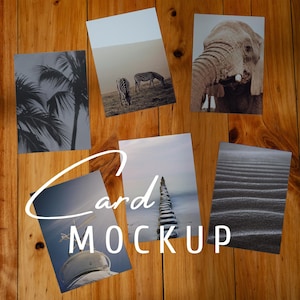 Multiple Postcard Mockup A6 Paper DIN A, Art Illustration, Realistic Multiple Poster, Greeting Card Closeup PSD Smart Object Flatlay templat