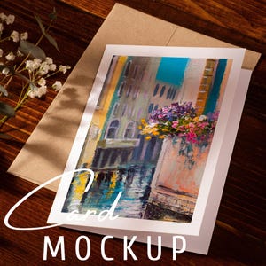 5 x 7 gevouwen kaartsjabloon sjabloon wenskaart ontwerp verjaardagskaart briefpapier mockup moderne boho kaart PSD slim object bedankje kunst close-up