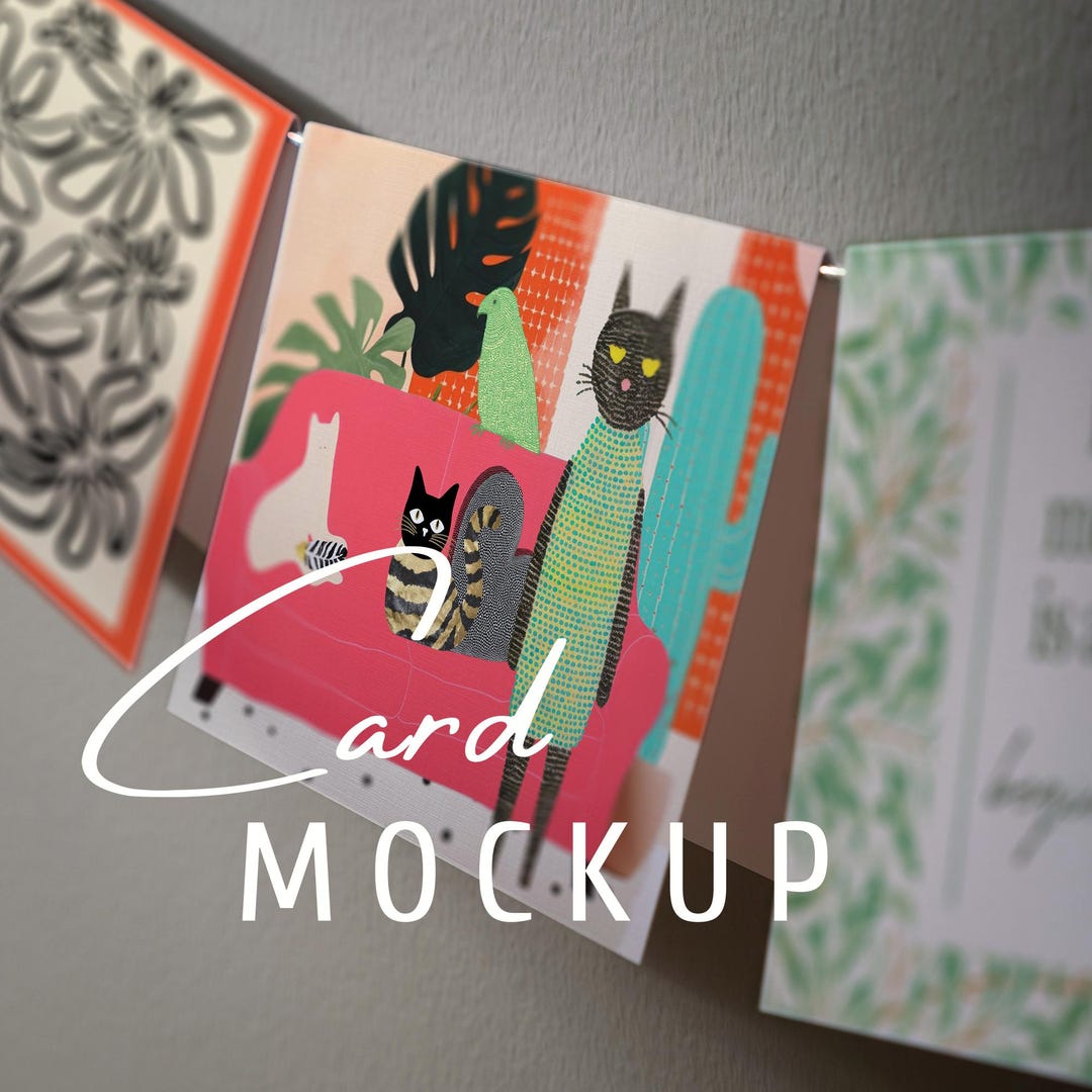 Multiple 5x7" Postcard Mockup Template Greeting Card Birthday Card