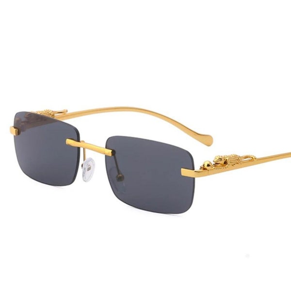 Vintage Buffs Gold Panther Frame Lunettes de soleil/lunettes de soleil rétro de luxe multicolores, fait main, femme, homme, lunettes, lunettes de soleil, lunettes de soleil dorées