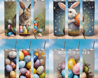 20oz skinny, (9.3"x8.2"/6250x5511px), set of 12 Tumbler wrap designs, Easter pattern, commercial use, digital print, fastival art