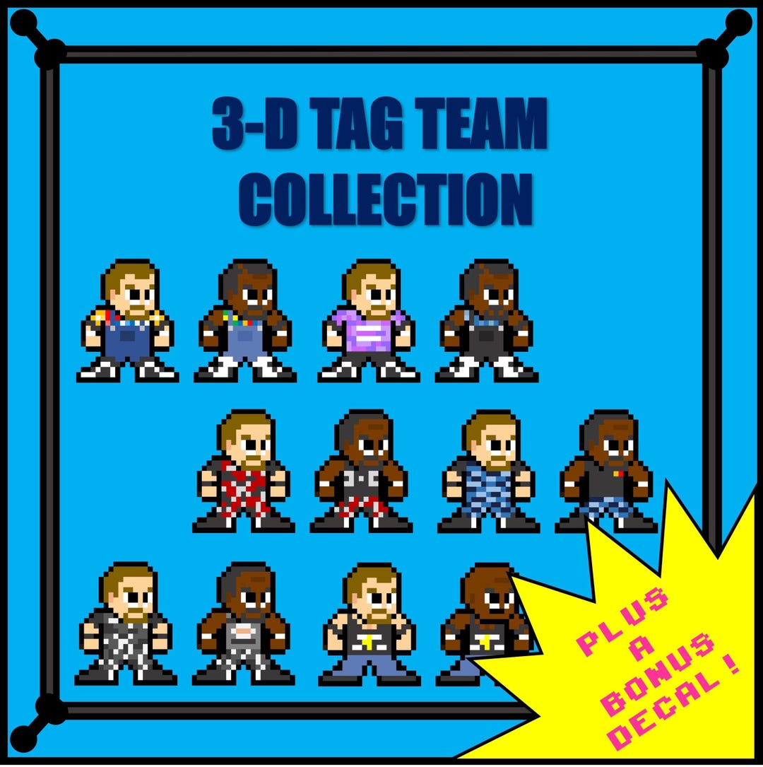 8-bit Retro Wrestling Stickers: Tag Team Set of 12 - Etsy