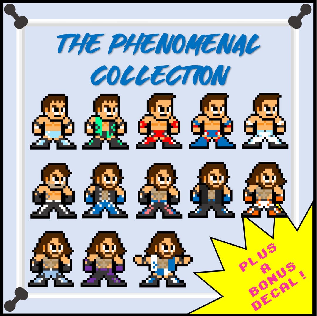 8-bit Retro Wrestling Stickers: Phenomenal Collection Set of 13 - Etsy