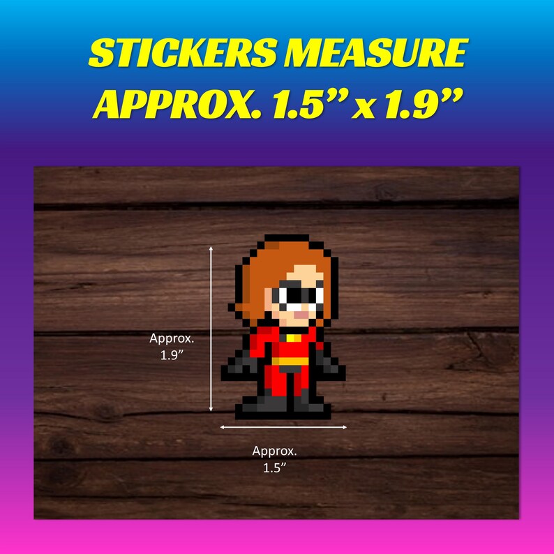 8-bit Retro Cartoon Stickers: Incredibles Set of 5 - Etsy