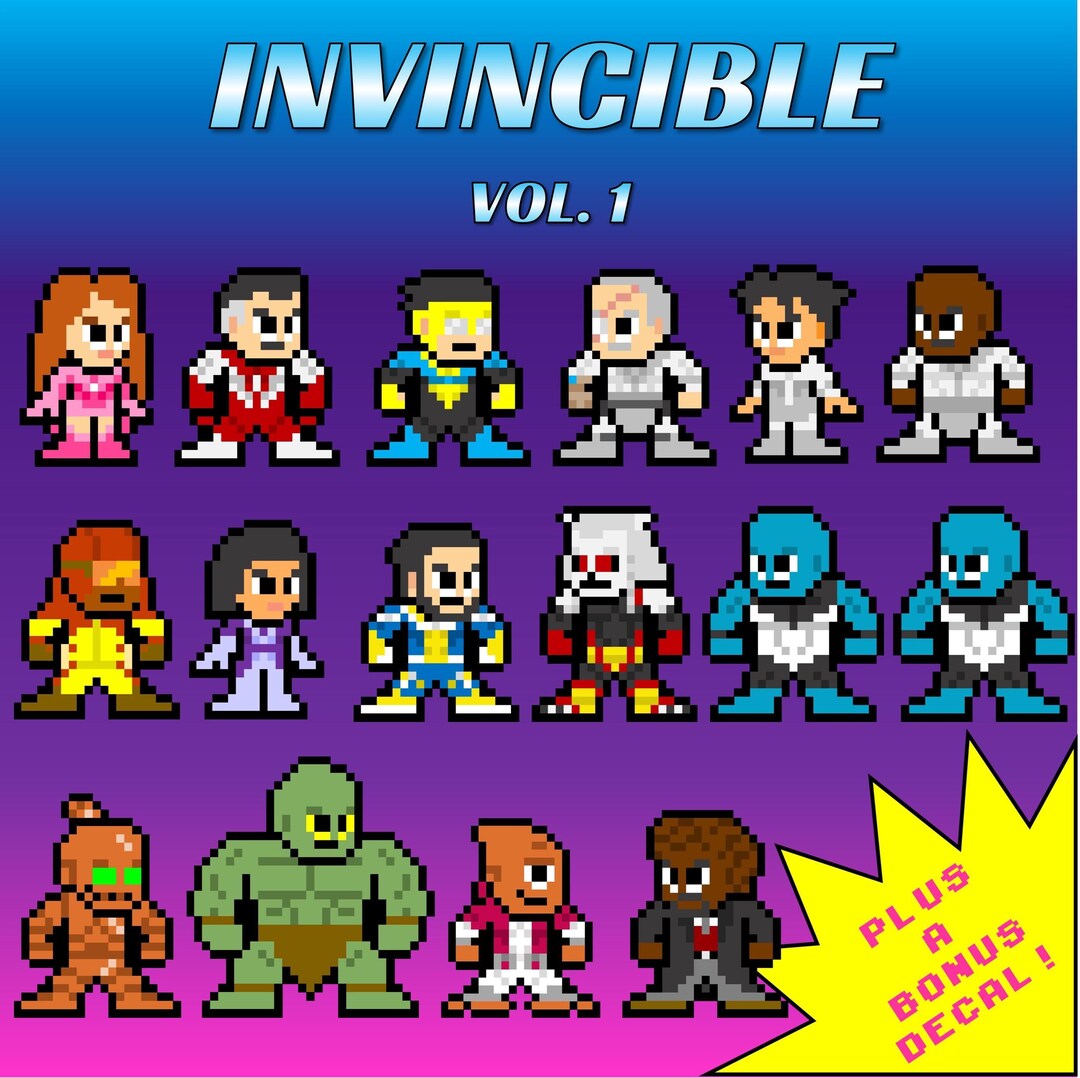 8-bit Retro Pixel Art Cartoon Stickers: Set of 16 - Etsy