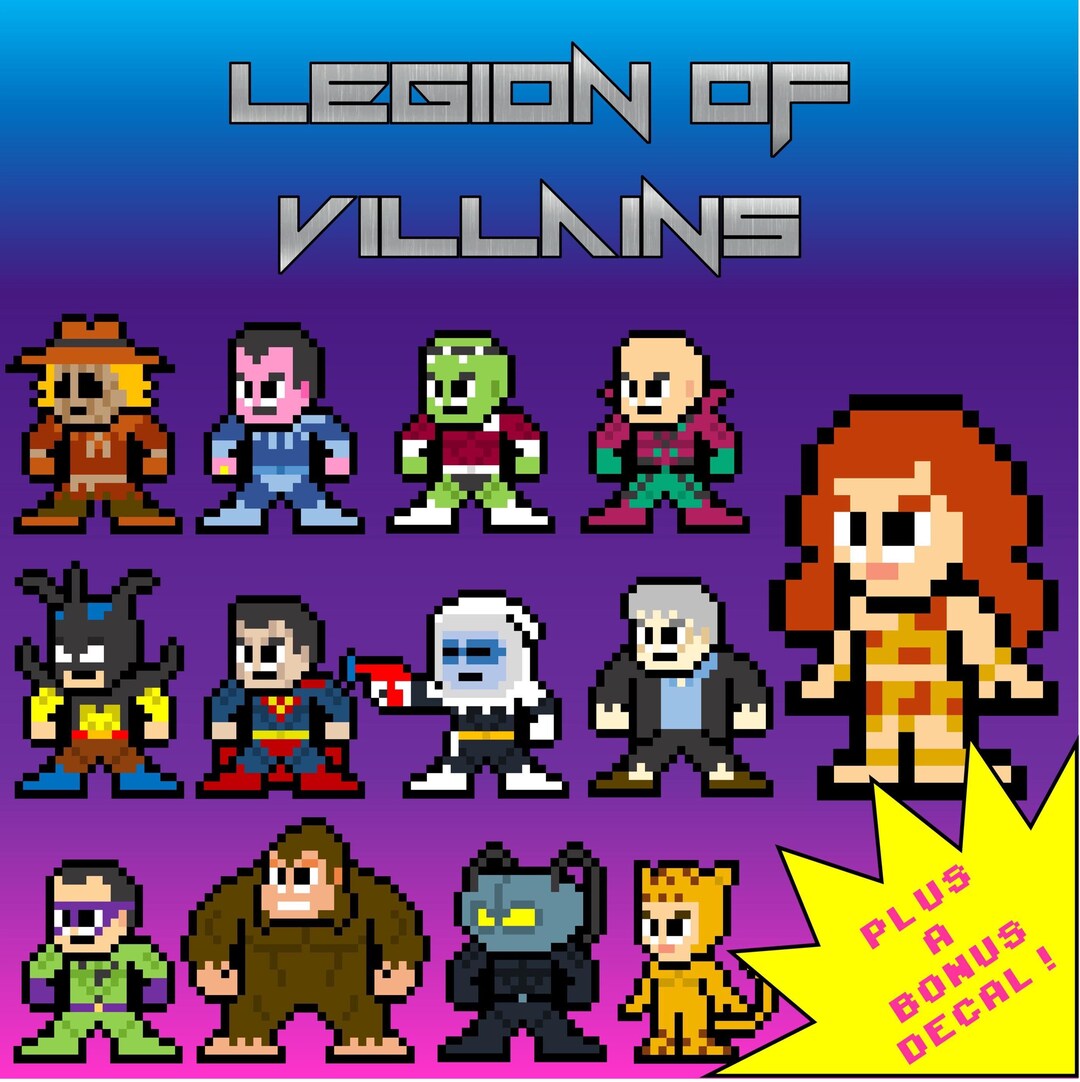8-bit Retro Comic Stickers: Legion of Villains Set of 13 - Etsy