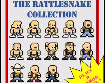 8-Bit Retro Wrestling Stickers: Rattlesnake Collection Set Of 13
