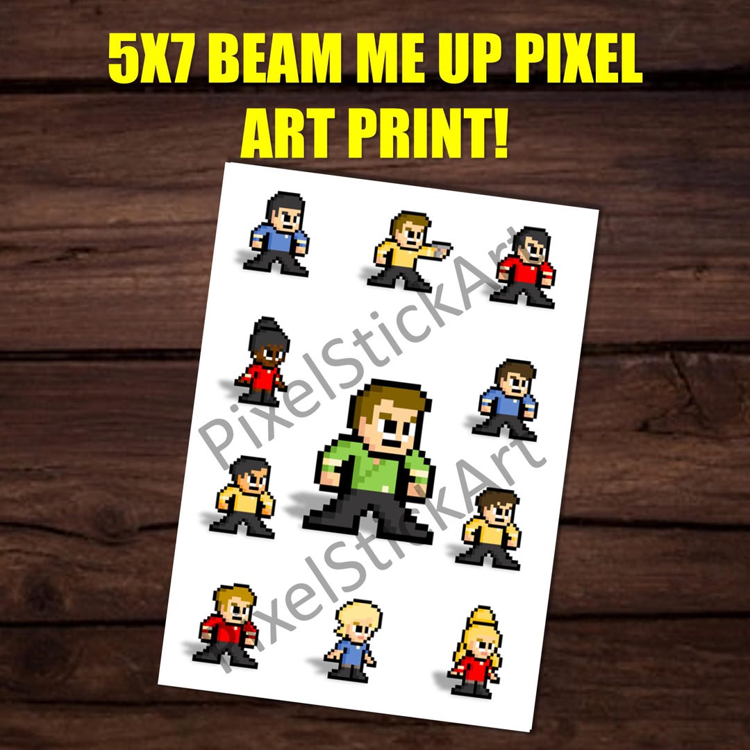 8-bit Beam Me up Sci-fi 5X7 Print - Custom Designed Pixel Art Science ...