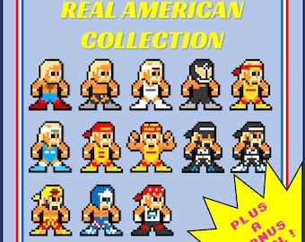 8-Bit Retro Wrestling Stickers: Real American Set Of 13