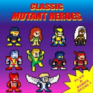 Pixel Art Stickers - Classic Mutant Heroes Collection Vinyl Sticker Set of 10 Individual Decals - Comics Cartoons Hologram 8-Bit Retro