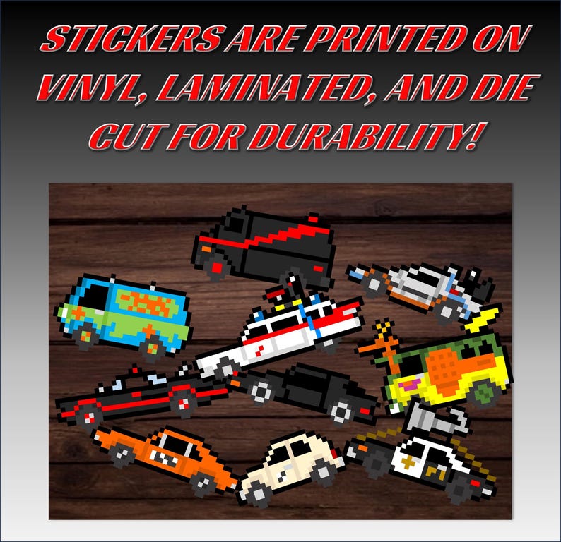 8-bit Retro Action Stickers: Classic Cars Vol. 1 Set of 10 - Etsy