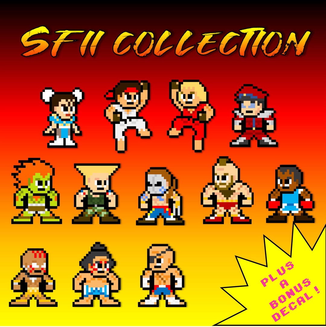 8-bit Retro Video Game Stickers: SF2 Collection Set of 12 - Etsy