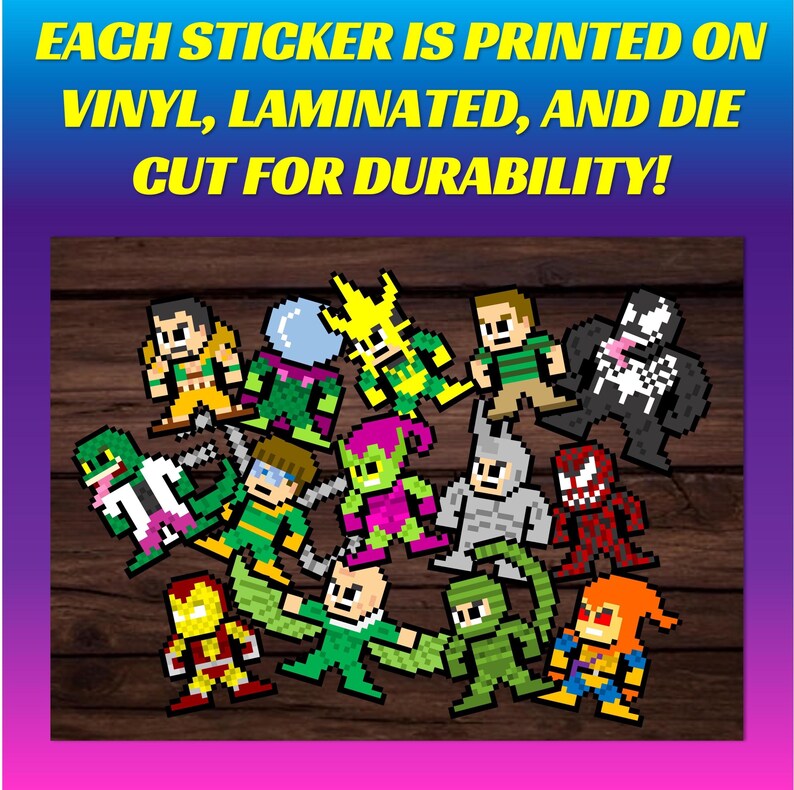 8-bit Retro Comic Stickers: Spider Villains Set of 14 - Etsy