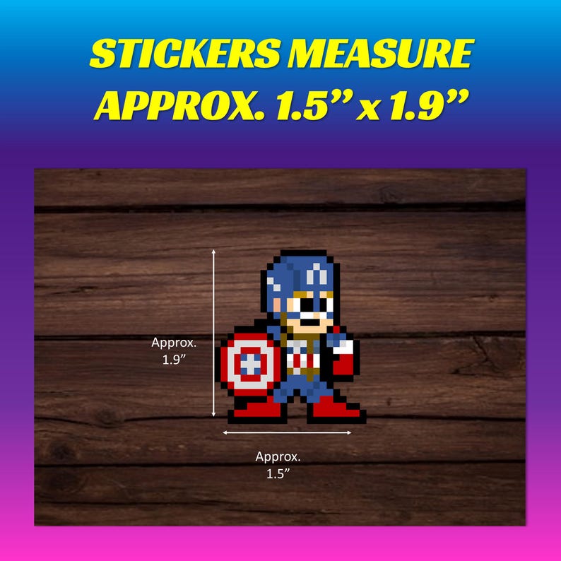 8-bit Retro Comic Stickers: Cap Collection Set of 13 - Etsy
