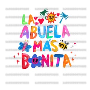 La Abuela Mas Bonita PNG, Abuela Latina Grandmother Graphic PNG File, Trendy Digital File for Women for Men, Perfect Gift