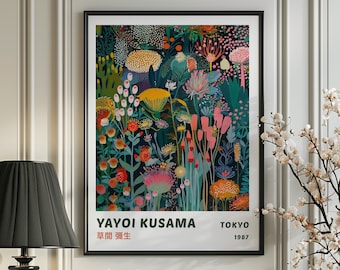 Japanese Exhibition Poster, Yayoi Kusama Art Print, Traditional Japanese Wall Art Decor, Asian Decor, Japanese Art, Japanese Woodblock Print
